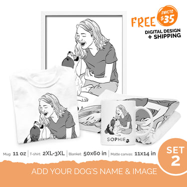 Personalized Gift Bundle - Portrait Sketching For Puppy Lovers - Premium Happy Ever After